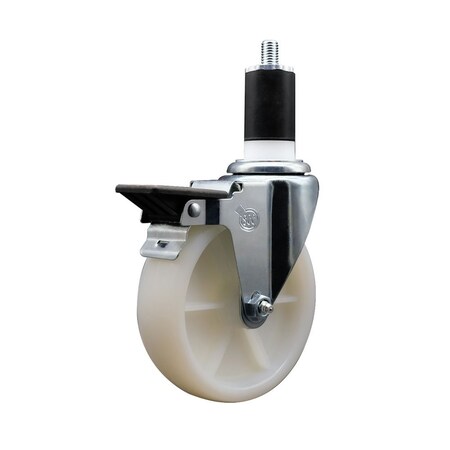 Service Caster 5'' Nylon Swivel 1-1/2'' Expanding Stem Caster with Brake SCC-EX20S514-NYS-PLB-112